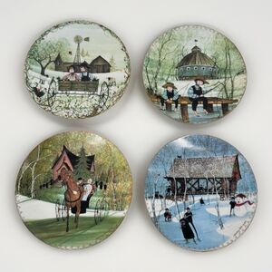 Buckley Moss Four Seasons Plate Set Anna Perenna Ltd 8000 Signed 4pc